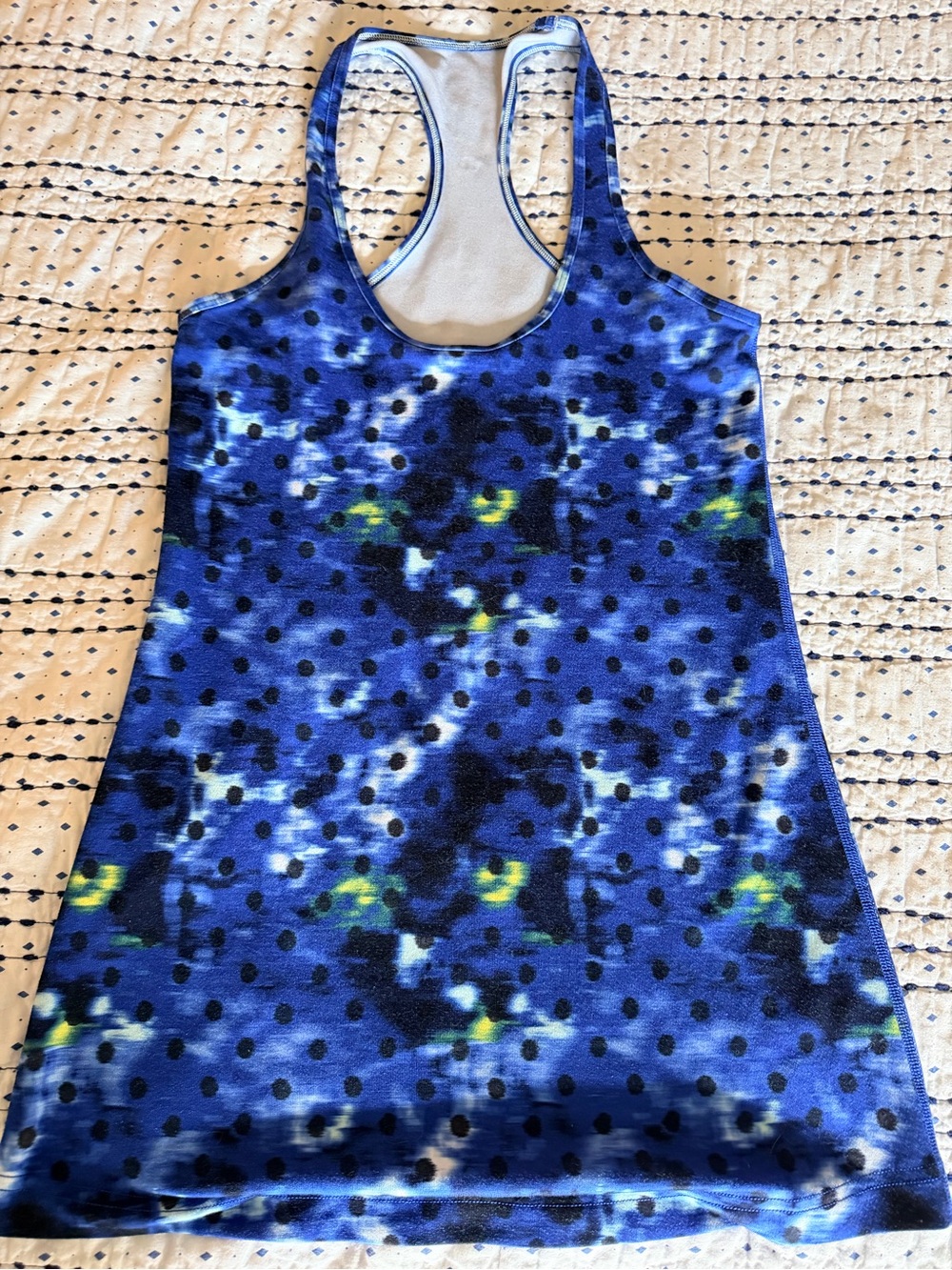 Lululemon Vintage Blue Polka Dot Racerback Tank, size 6
